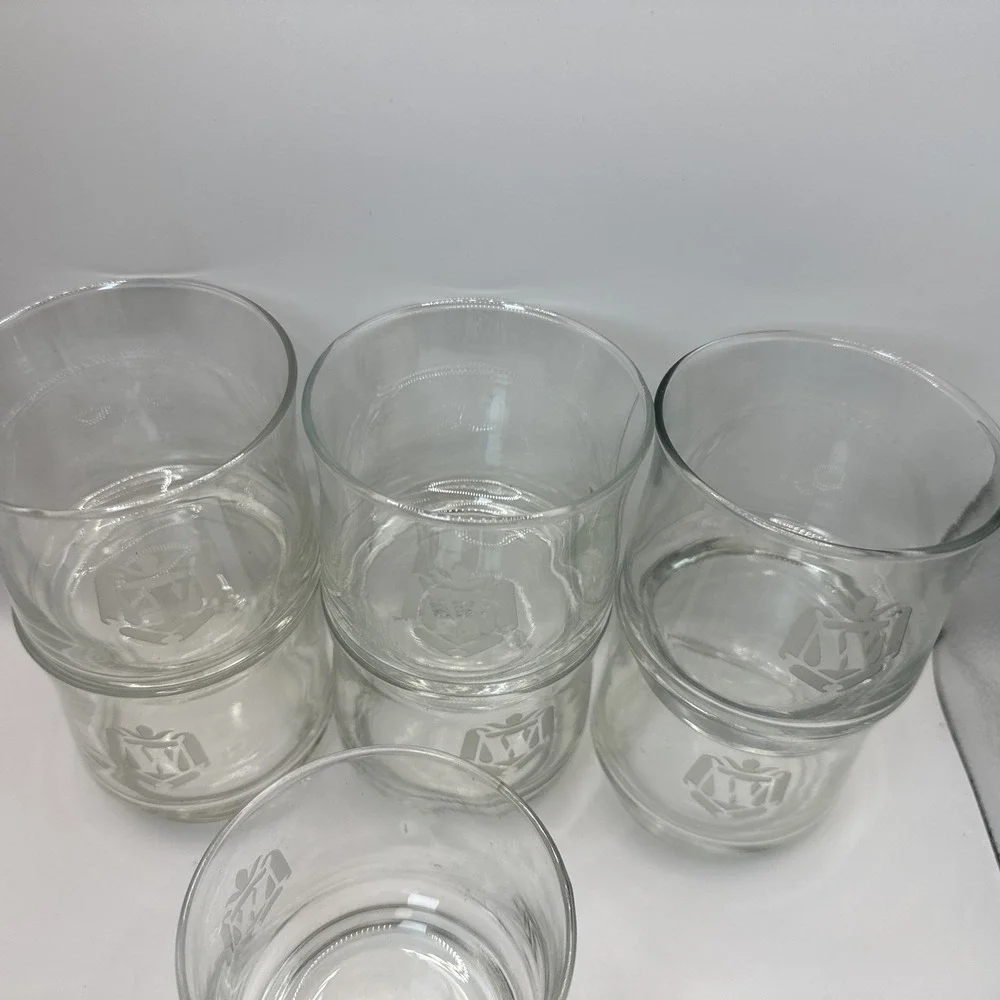 Vintage Set of 7 Kingsford Monogram W Whiskey Glasses 13oz Rocks Old Fashioned